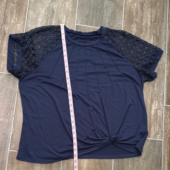 SHEIN Dark Blue Blouse with Lace Detail - Picture 7 of 7